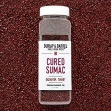 Load image into Gallery viewer, Burlap & Barrel - Cured Sumac (Sumak) - Single Origin Spice & Seasoning: 2.3 oz glass jar