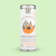 Load image into Gallery viewer, Flying Bird Botanicals - Lavender Orange Grey – Loose Leaf Tin

