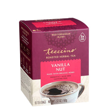 Load image into Gallery viewer, Teeccino - Vanilla Nut Roasted Herbal Tea-75 % Organic: 10 tea bags
