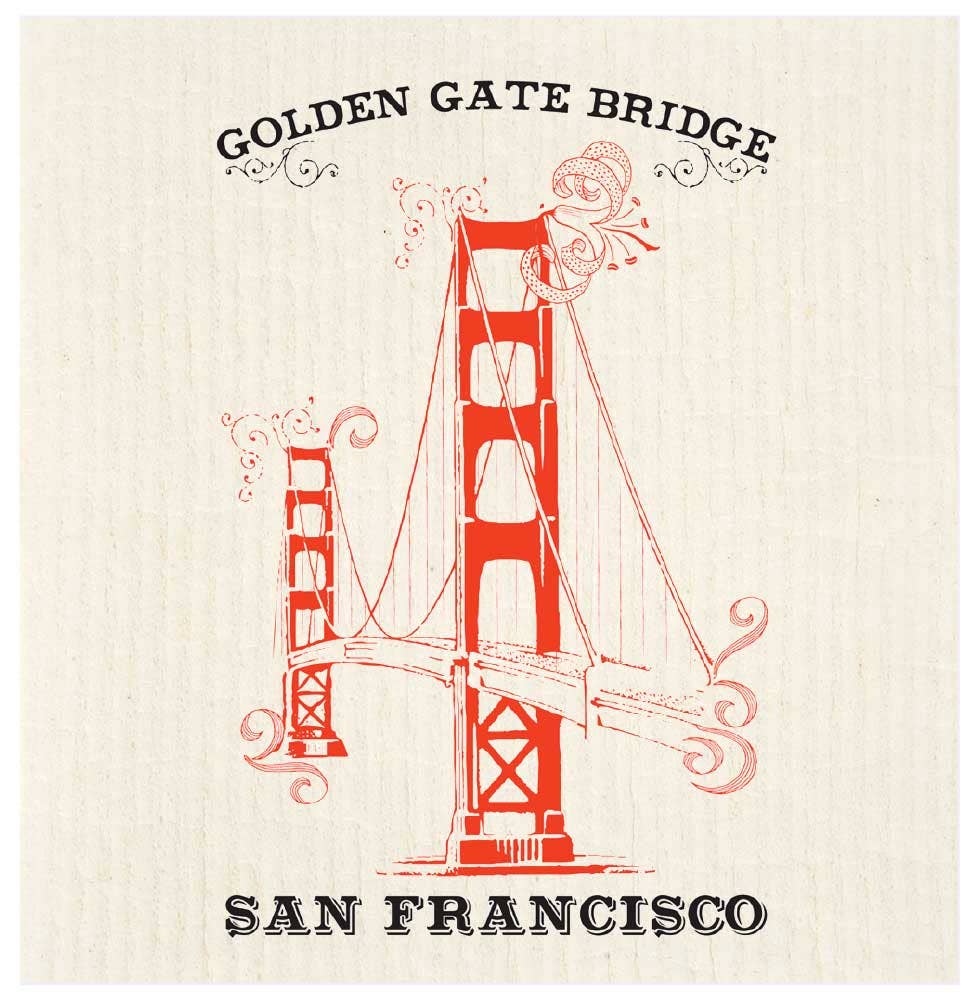 Golden Gate Red Bridge Swedish Dishcloth