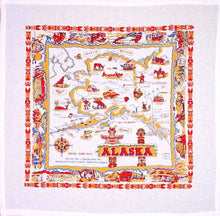 Load image into Gallery viewer, Red and White Kitchen Company - Alaska Map Retro Flour Sack Kitchen Towel
