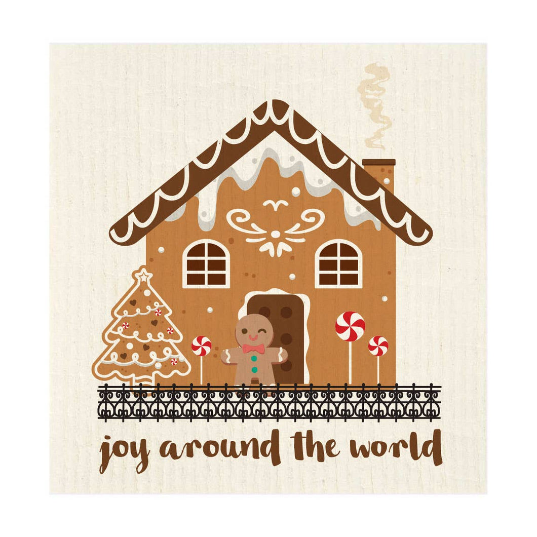 Joy Around The World Gingerbread Swedish Dishcloth