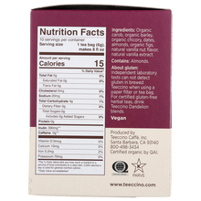 Load image into Gallery viewer, Teeccino - Vanilla Nut Roasted Herbal Tea-75 % Organic: 10 tea bags
