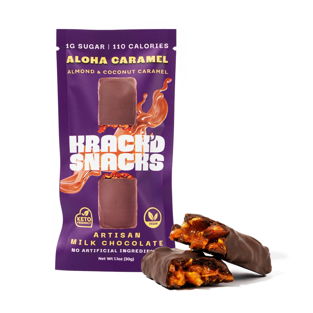 Krack'd Snacks - 1g Sugar Candy | Milk Chocolate Aloha Caramel (Keto/Vegan)