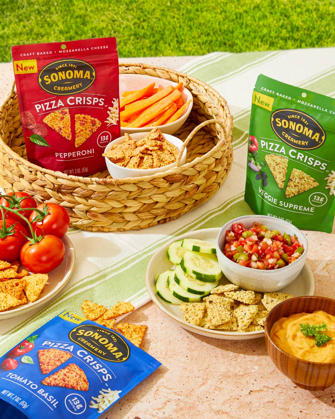 クリーム3　サッチンサマ Sonoma Creamery - Tomato Basil Pizza Crisps – Anchor Pantry