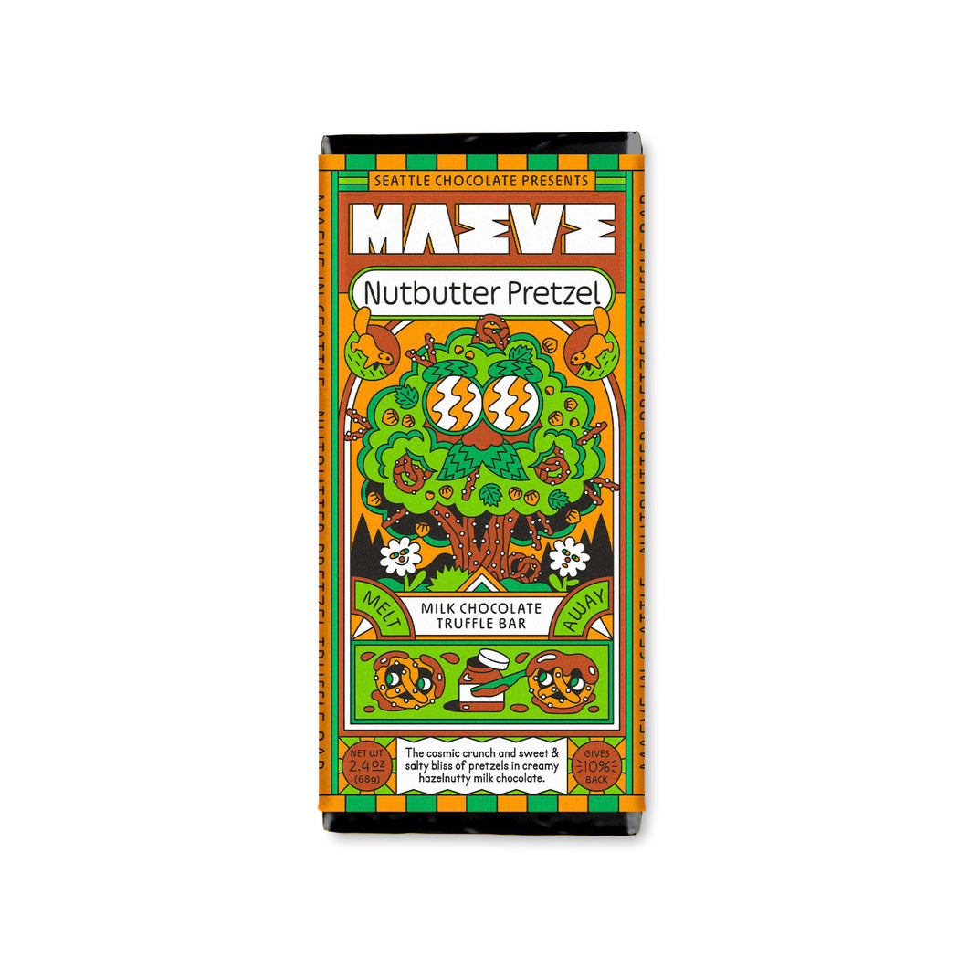 Seattle Chocolate Presents MAEVE - New! Nutbutter Pretzel Truffle Bar