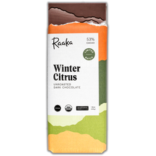 Load image into Gallery viewer, Raaka Chocolate - 53% Winter Citrus Chocolate Bar - Holiday Christmas Limited

