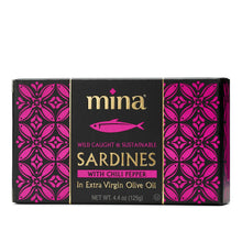Load image into Gallery viewer, Mina - 4.4 oz Sardines In Extra Virgin Olive Oil with Chili Pepper
