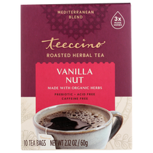 Load image into Gallery viewer, Teeccino - Vanilla Nut Roasted Herbal Tea-75 % Organic: 10 tea bags
