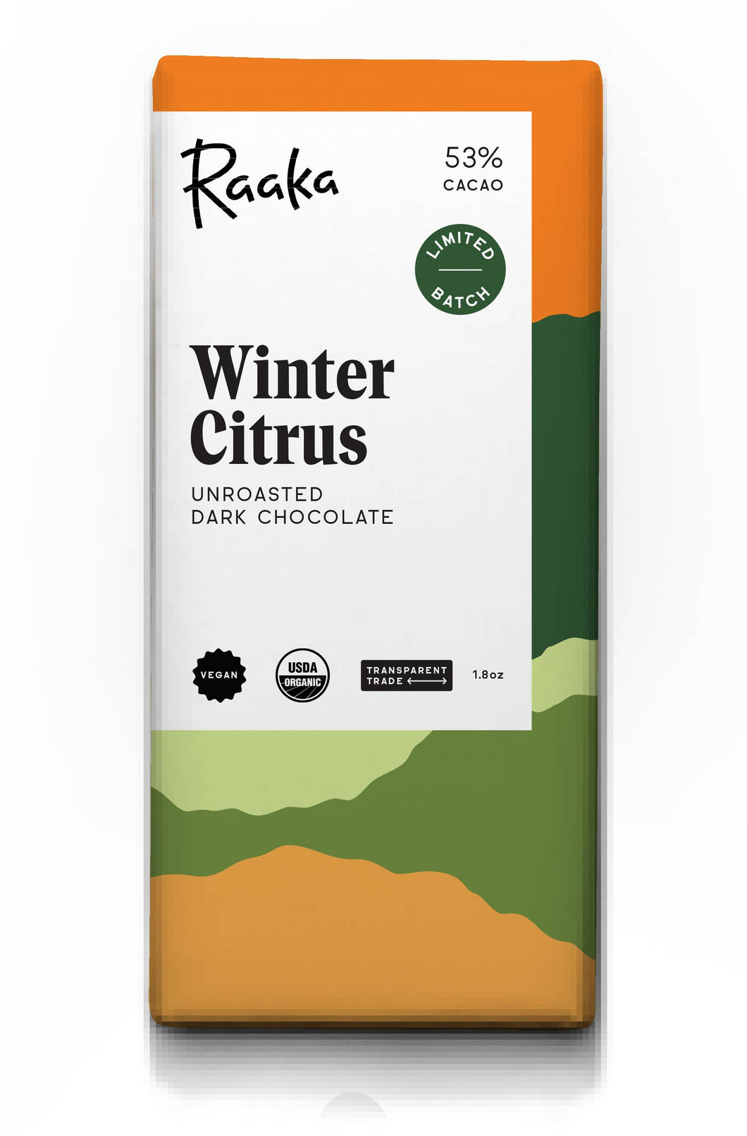 Raaka Chocolate - 53% Winter Citrus Chocolate Bar - Holiday Christmas Limited