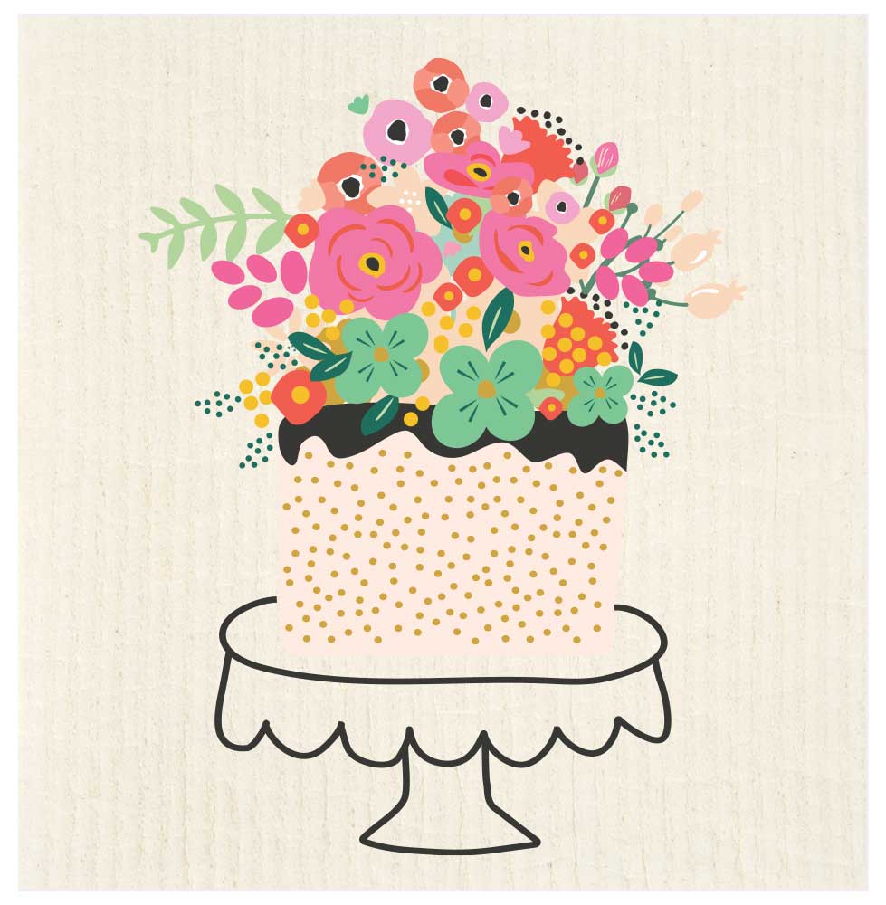 Potluck Press - Floral Cake Swedish Dishcloth