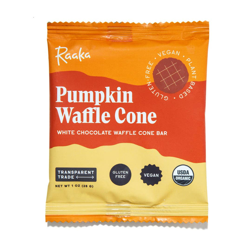Raaka Chocolate - Pumpkin White Chocolate Waffle Cone Bar - Halloween Limited