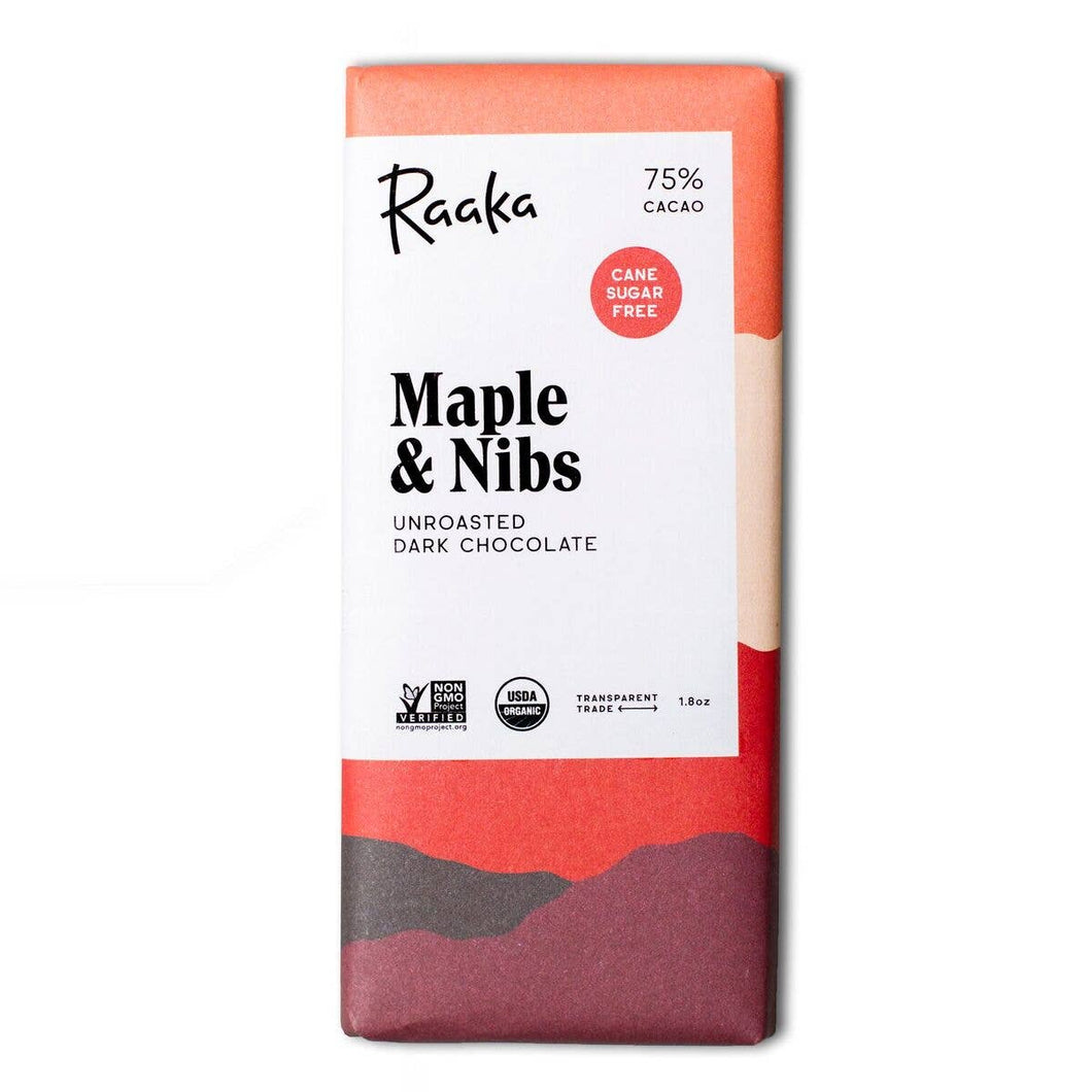 Raaka Chocolate - 75% Maple & Nibs Chocolate Bar