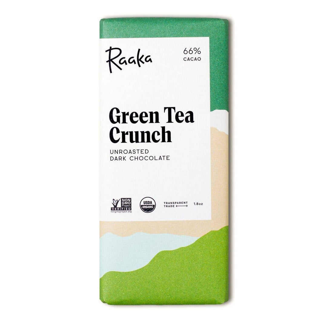 Raaka Chocolate - 66% Green Tea Crunch Chocolate Bar