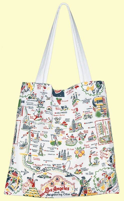 Red and White Kitchen Company - Los Angeles Map Souvenir cotton Tote - Medium