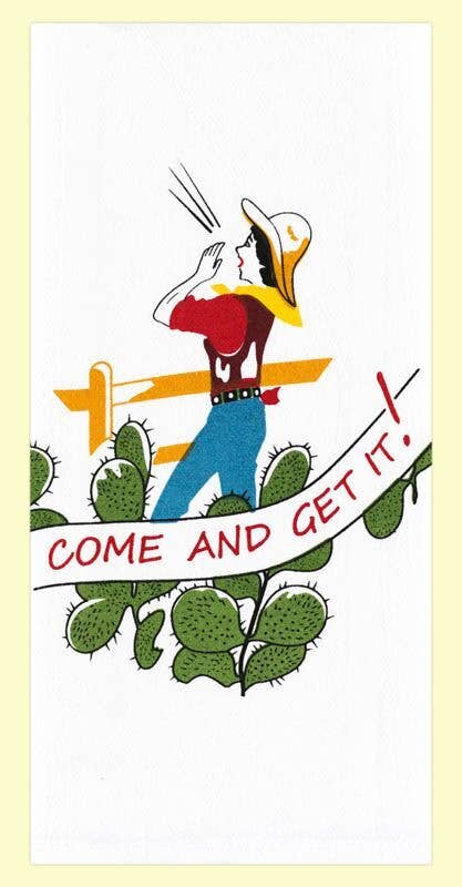 Red and White Kitchen Company - Come And Get It Ranch Retro Flour Sack Kitchen Towel