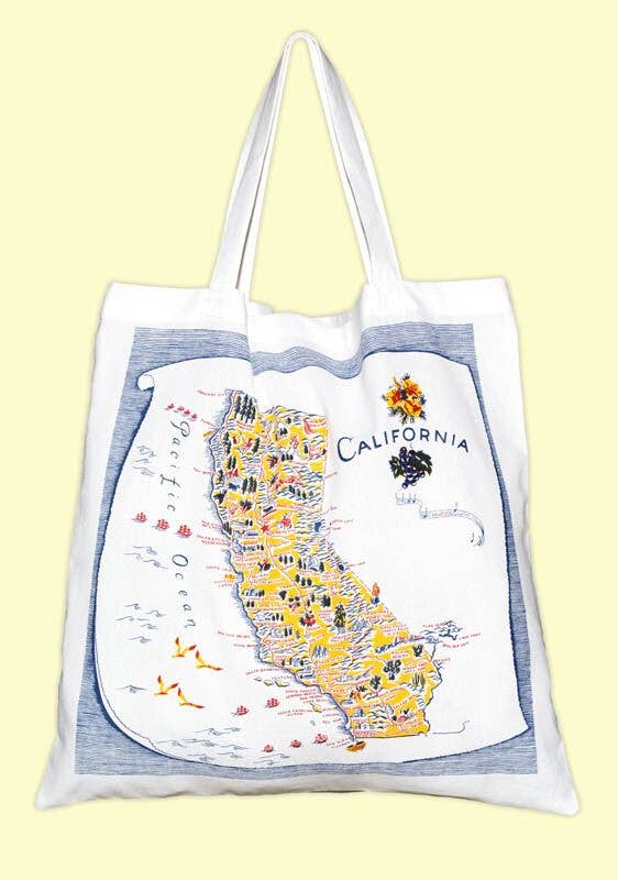 Red and White Kitchen Company - Blue California Map Retro Souvenir Tote