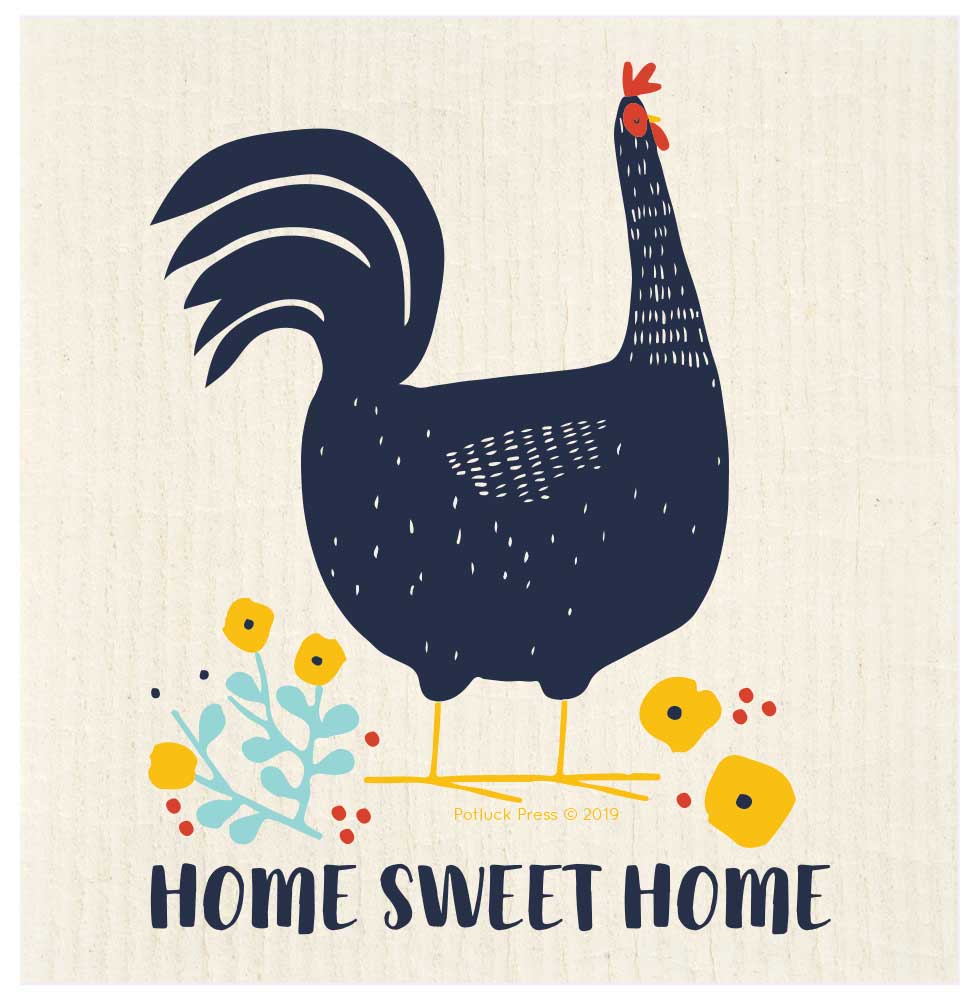 Potluck Press - Home Sweet Home Rooster Swedish Dishcloth