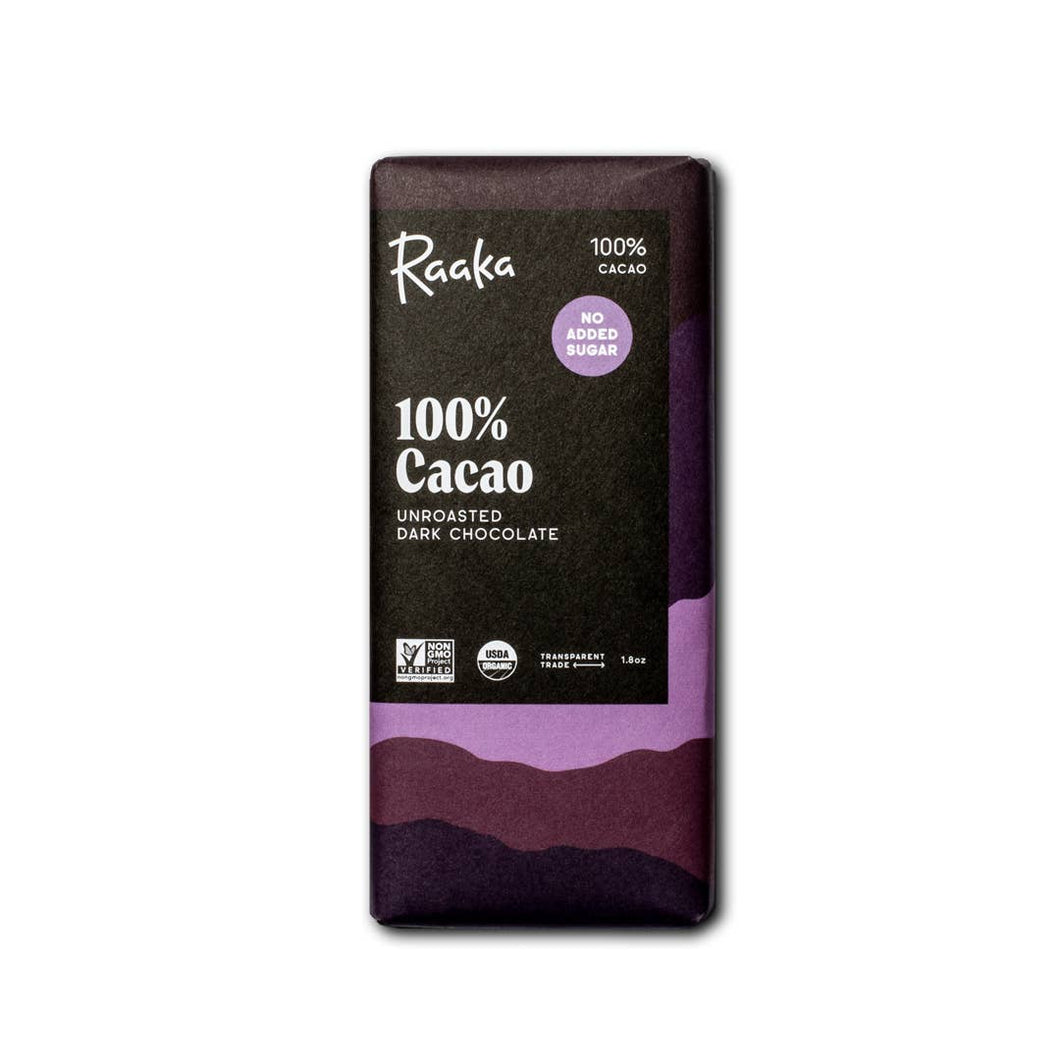 Raaka Chocolate - 100% Cacao (No Added Sugar) Chocolate Bar