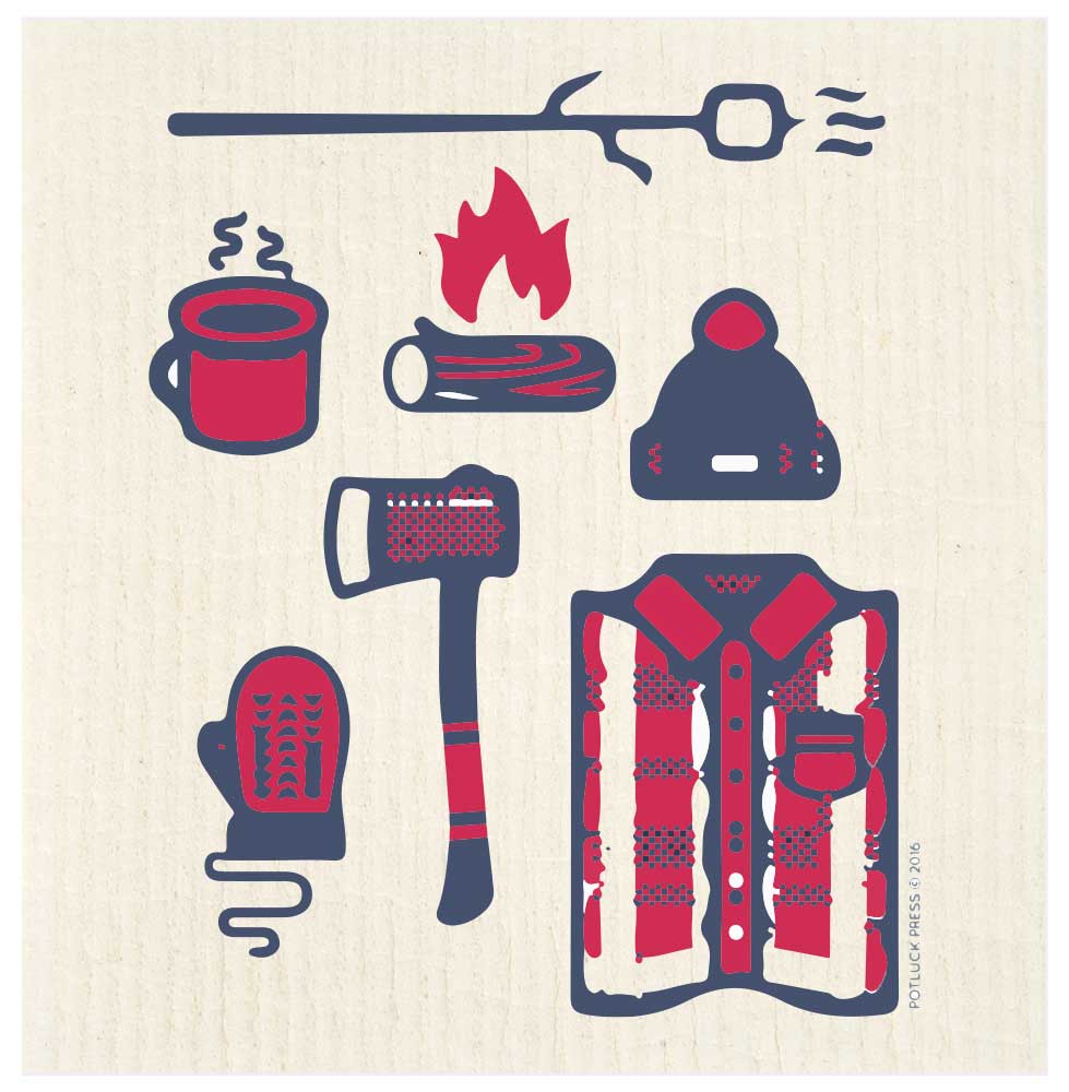 Potluck Press Lumberjack Icons Swedish Dishcloth