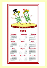 Load image into Gallery viewer, Red and White Kitchen Company - 2024 Mr. &amp; Mrs. Pickle Calendar Towel
