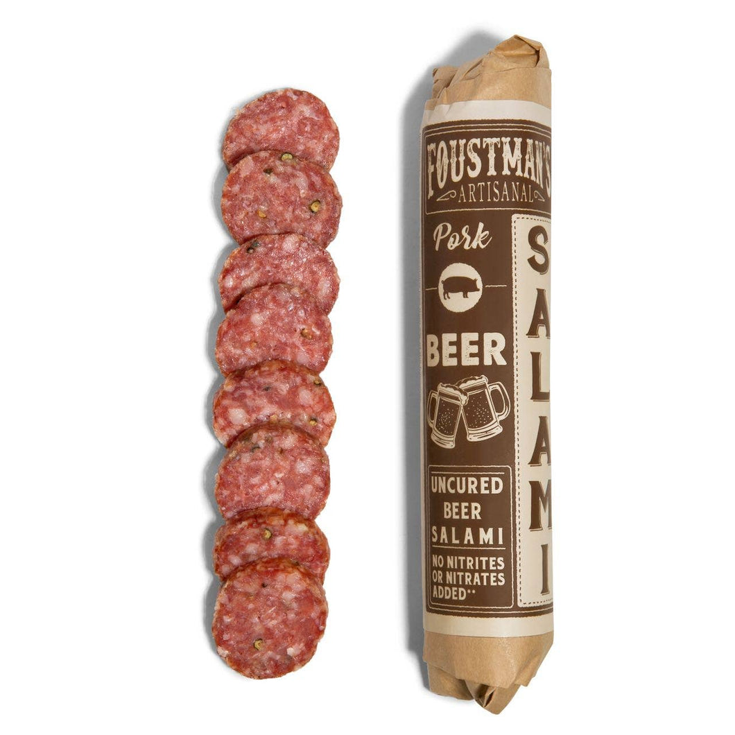 Foustman's Salami - PORK BEER | FOUSTMAN'S ALL-NATURAL UNCURED SALAMI - 8oz