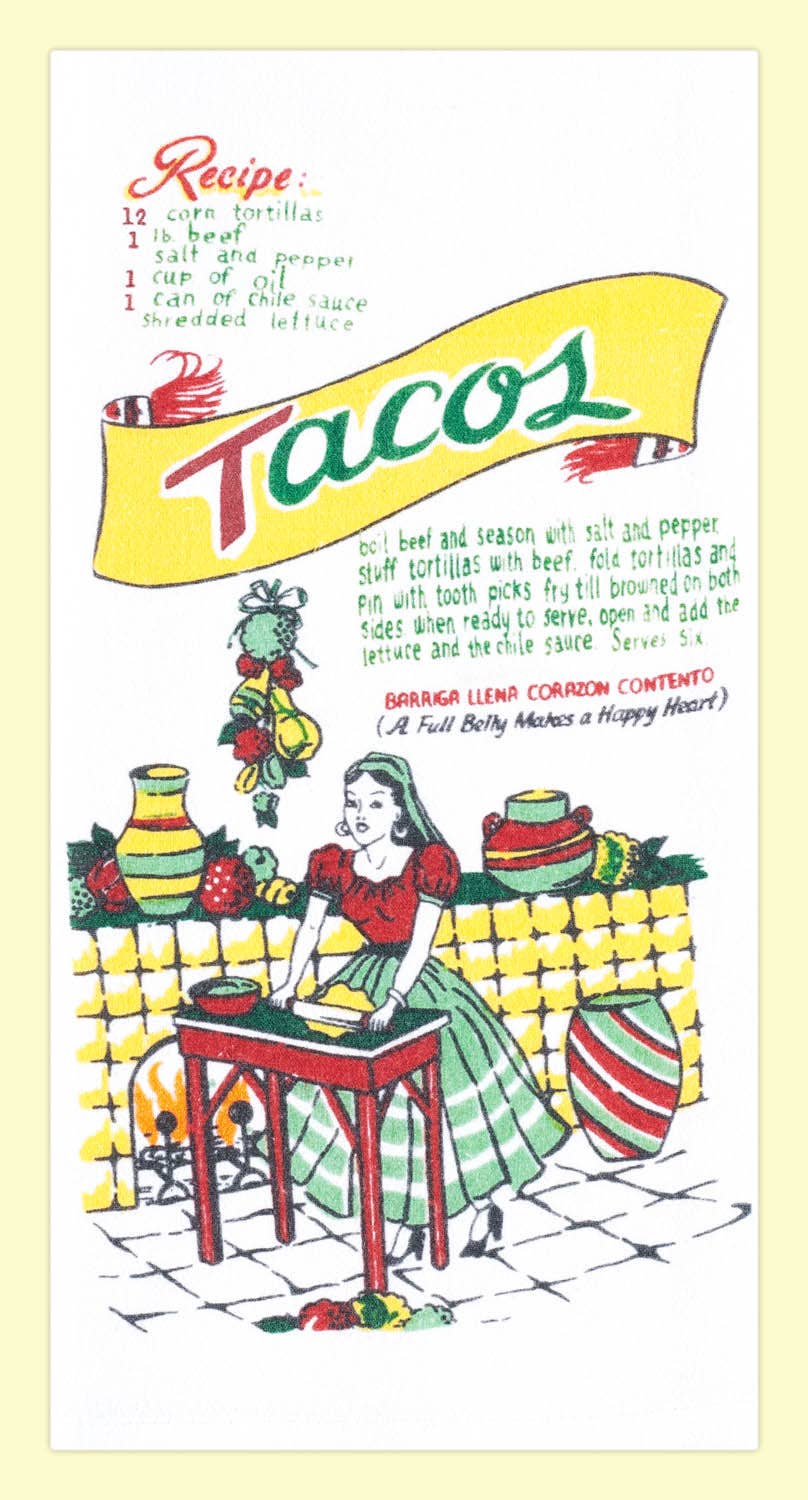 Red and White Kitchen Company - Tacos Recipe Retro Flour Sack Kitchen Towel