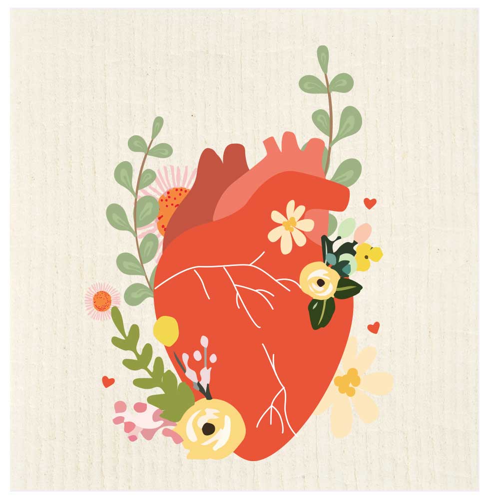Potluck Press - Anatomical Heart Valentine Swedish Dishcloth
