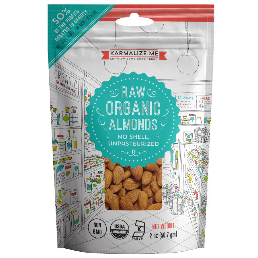 Karmalize.Me - Organic Raw Almonds - 2 oz